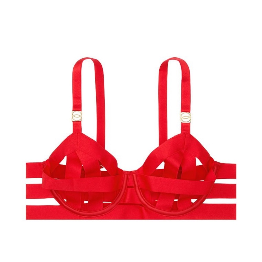 Victoria's Secret RED VERY SEXY
Strappy Open Cup Demi Bra 34D3 NEW - Picture 1 of 3